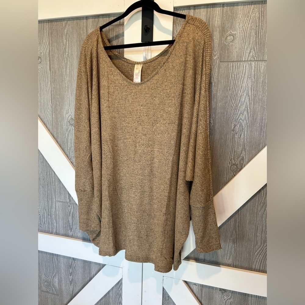 B14.07 NWT Rhonda Shear Retreat Waffle Knit Dolman Sleeve Lounge Top Sz 3x